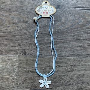 Cowrie Shell Flower Pendant and Bead Necklace NWT